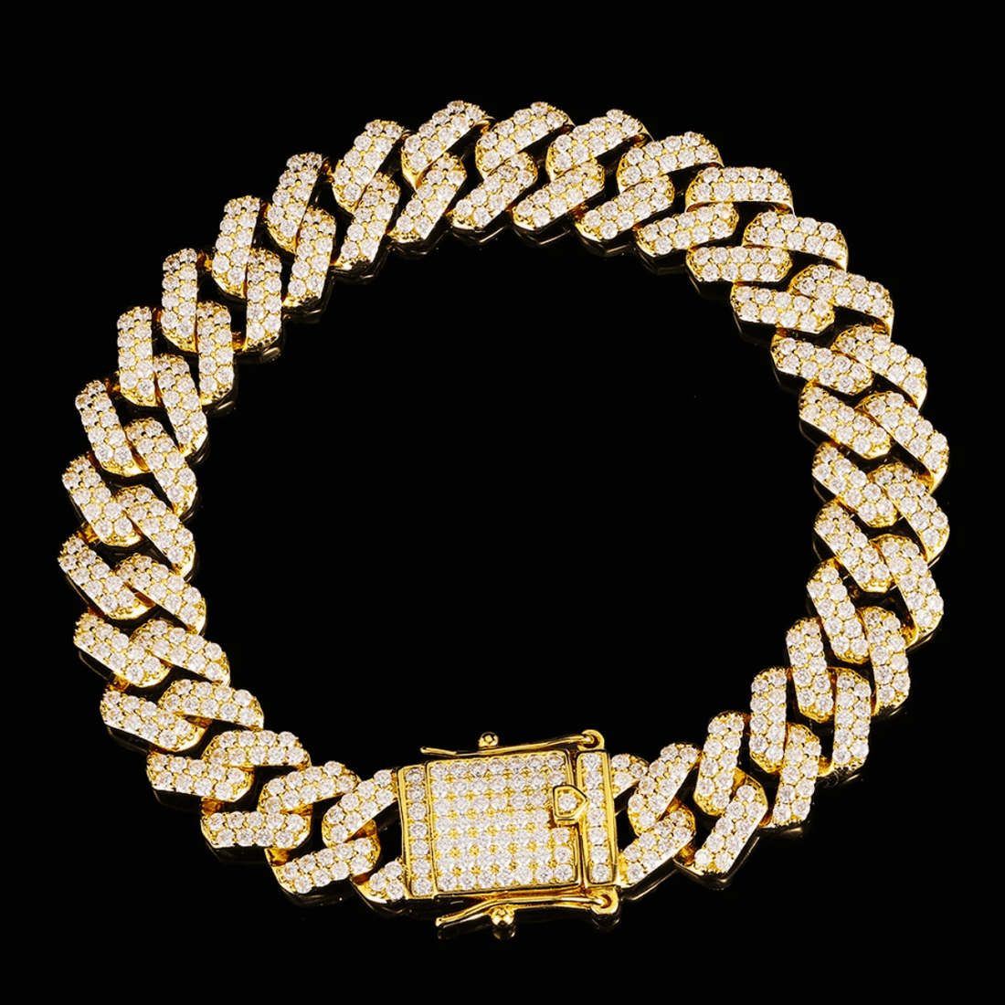 Radiant Brilliance: 14K Gold 6ct Lab-Grown Diamond Cuban Bracelet.