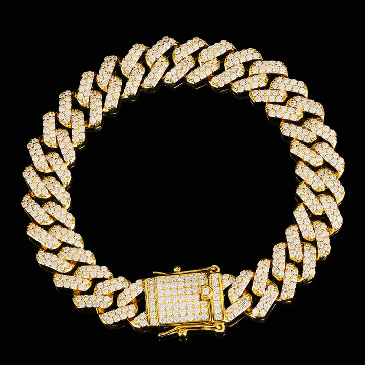 Radiant Brilliance: 14K Gold 6ct Lab-Grown Diamond Cuban Bracelet.