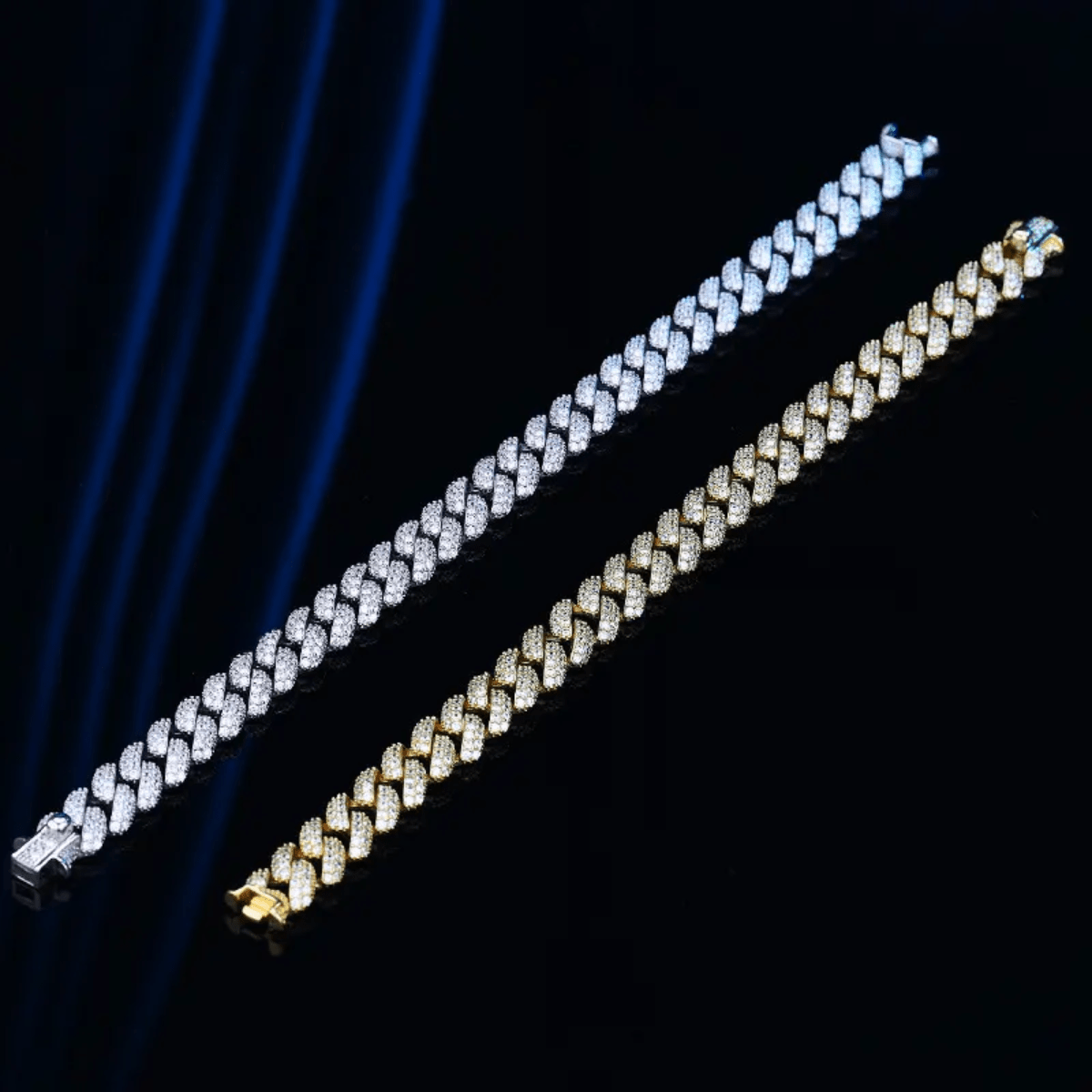 Radiant Sophistication: 14K Gold 10ct Lab-Grown Diamond Cuban Bracelet.