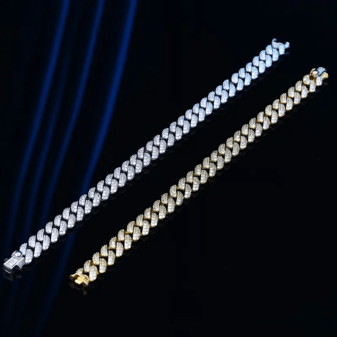 Radiant Sophistication: 14K Gold 10ct Lab-Grown Diamond Cuban Bracelet.