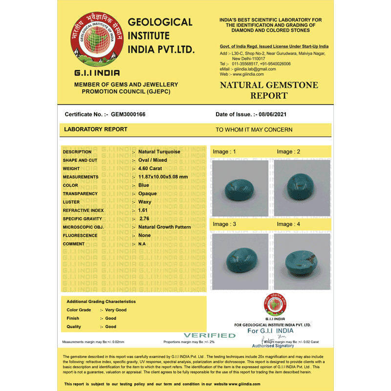 Rediscover Elegance: Unveiling the Beauty of our 4.60ct Natural Turquoise Gemstone.