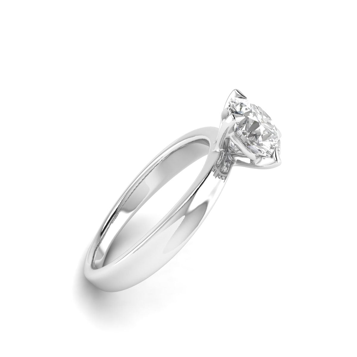 Round 1.00 Carat Lab Grown Diamond 4-Prong Ring in White Gold.