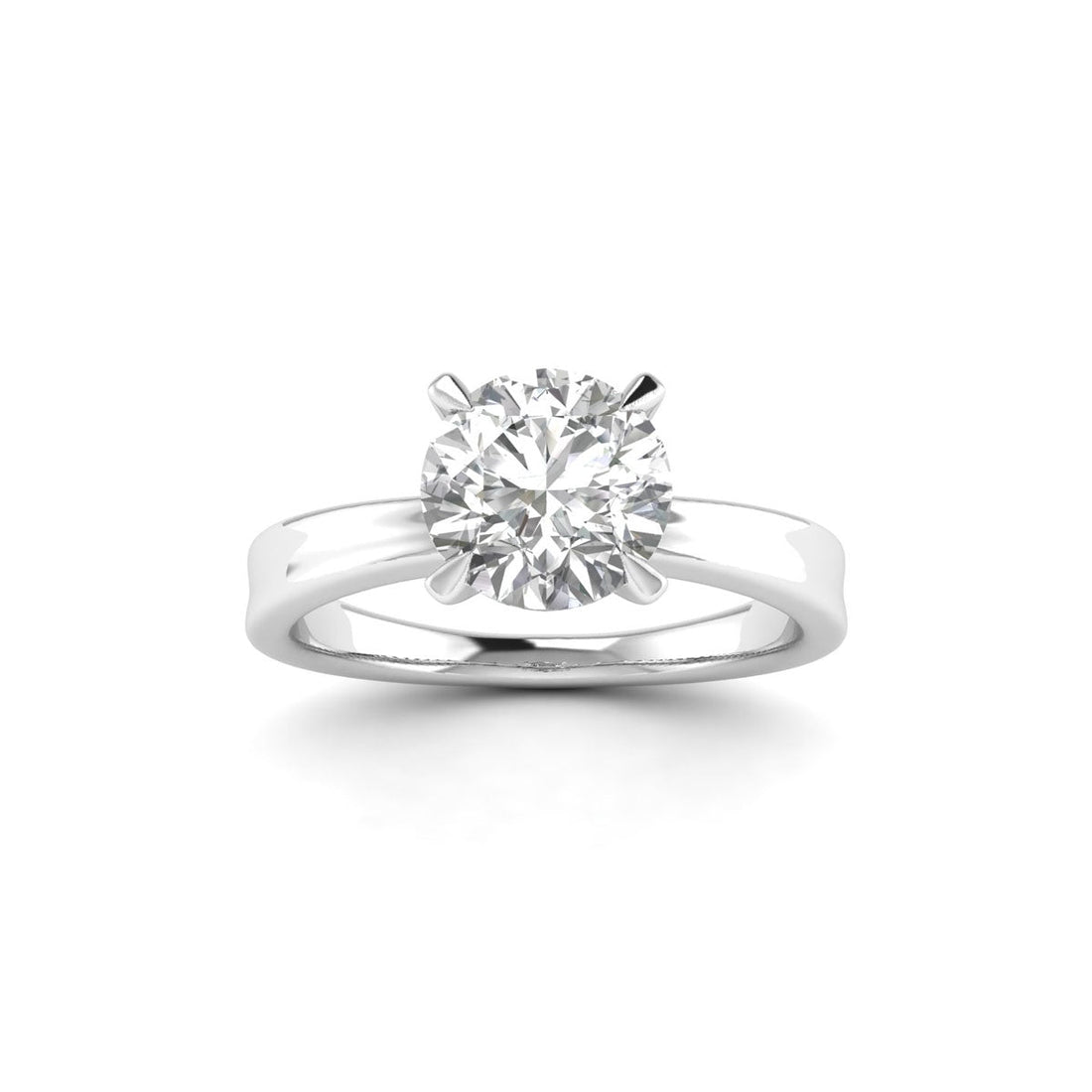 Round 1.00 Carat Lab Grown Diamond 4-Prong Ring in White Gold.