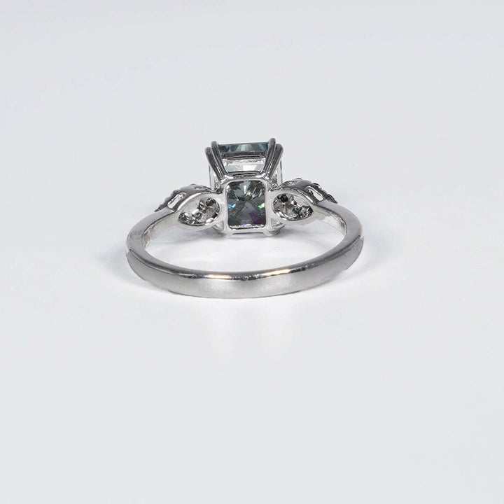 Stunning 2.30ct Radiant Shape Vivid Blue Lab Grown Diamond Ring in 14K White Gold.