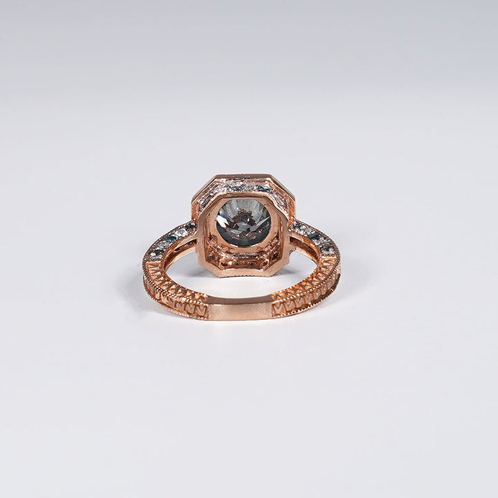 Stunning 3.36ct Vivid Blue Lab Grown Diamond Ring in 14K Rose Gold.