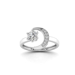 Stunning Moon Design 0.56ct Brilliant round Diamond Ring With 14K
