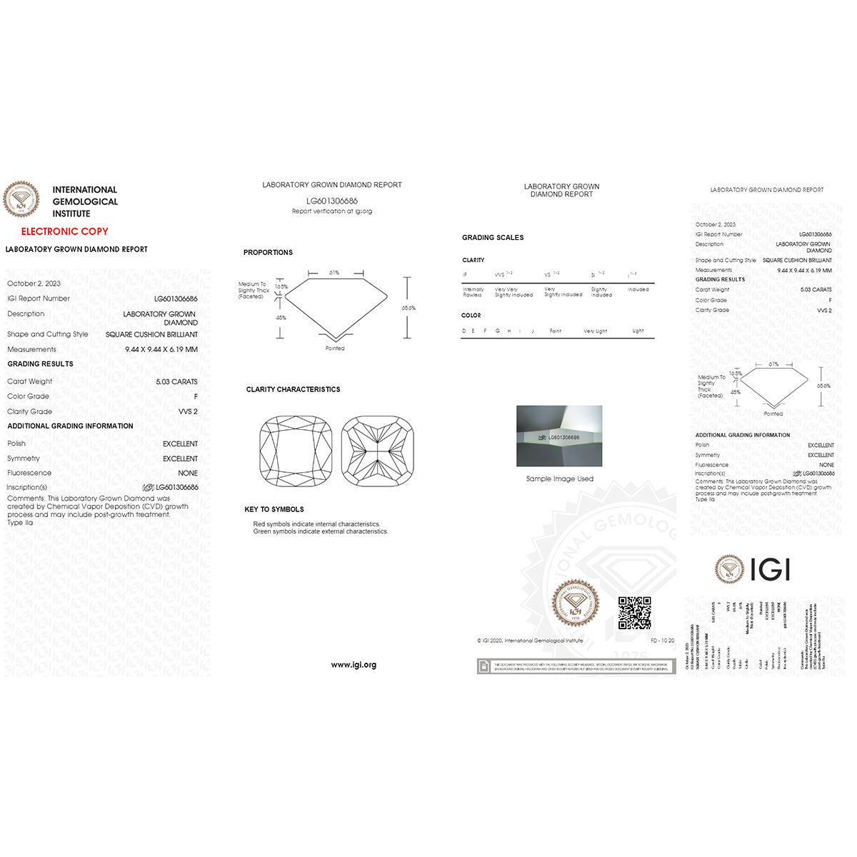 Sustainable Glamour 5.03 carat Cushion Shape Lab Grown Diamond.