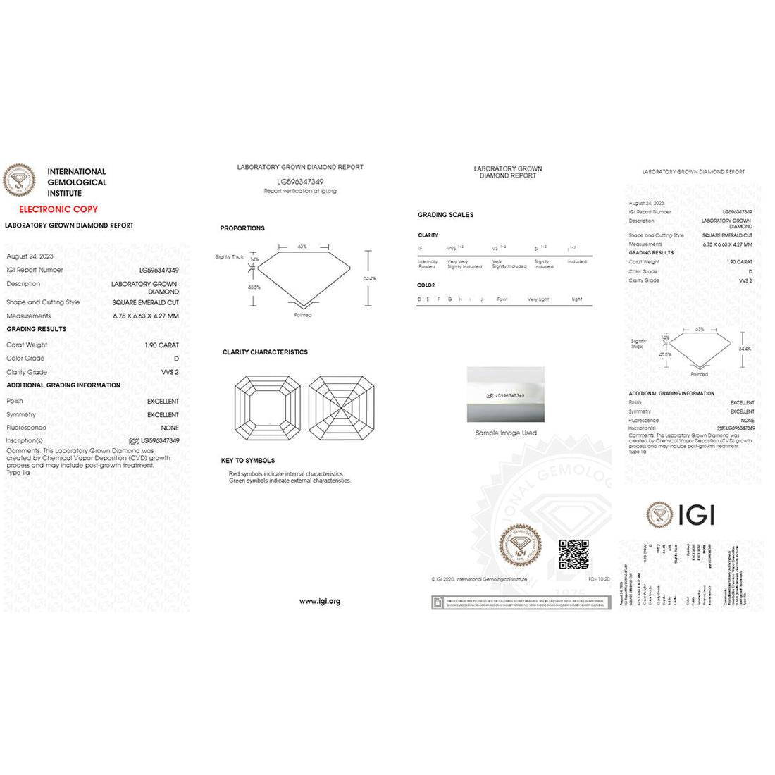 The Modern Classic 1.90 carat Asscher Cut Lab Grown Diamond Jewelry.