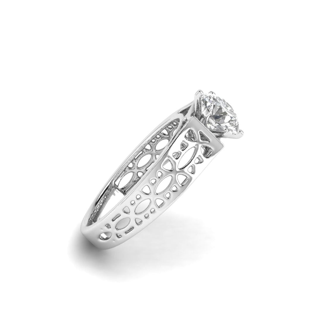 Unveiling Dreams 14K White Gold Ring with 1.00 Carat Round Lab Diamond.