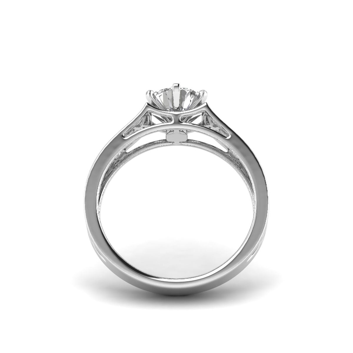 Unveiling Dreams 14K White Gold Ring with 1.00 Carat Round Lab Diamond.