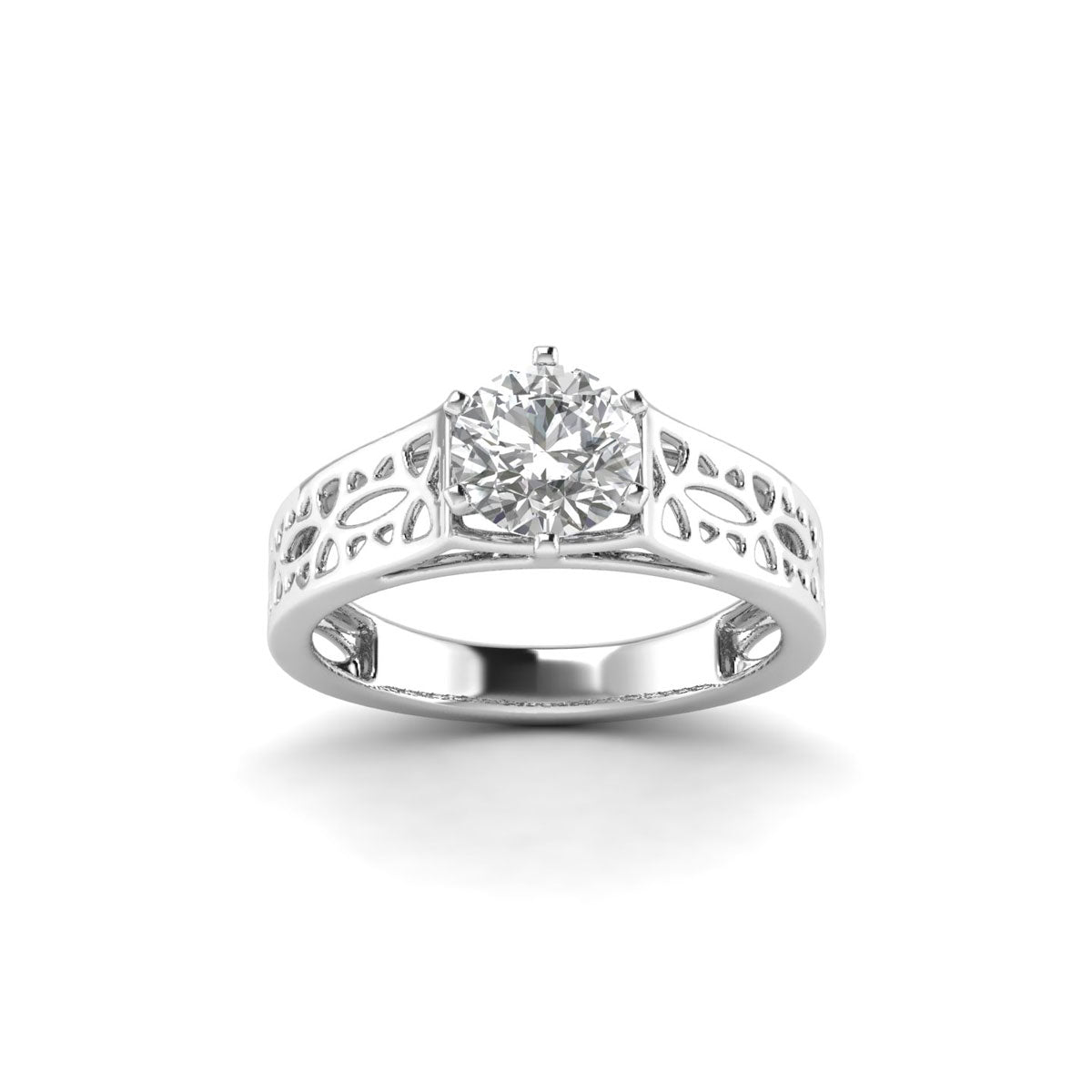 Unveiling Dreams 14K White Gold Ring with 1.00 Carat Round Lab Diamond.