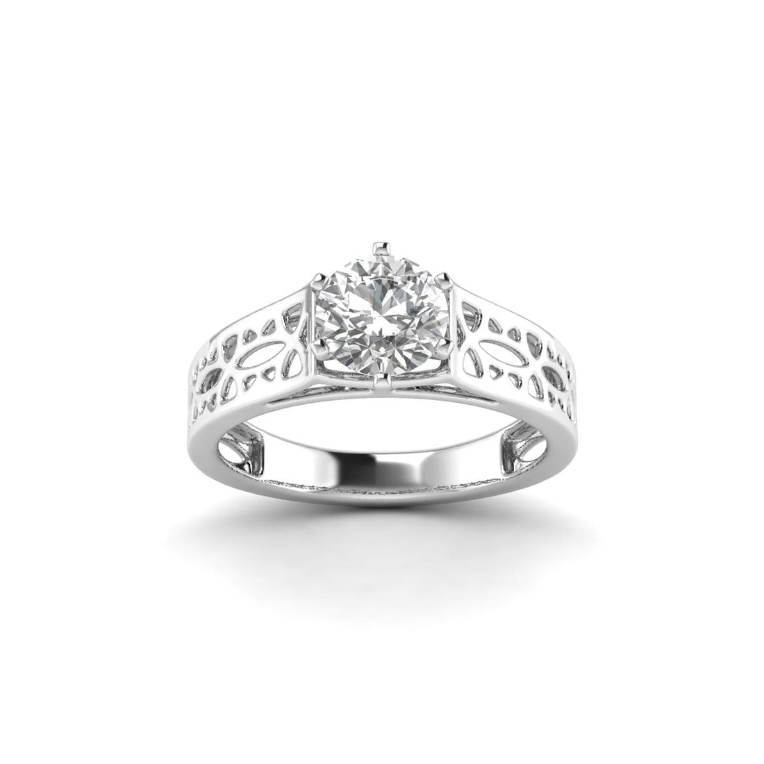Unveiling Dreams 14K White Gold Ring with 1.00 Carat Round Lab Diamond.