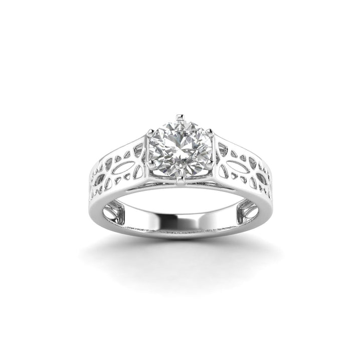 Unveiling Dreams 14K White Gold Ring with 1.00 Carat Round Lab Diamond.