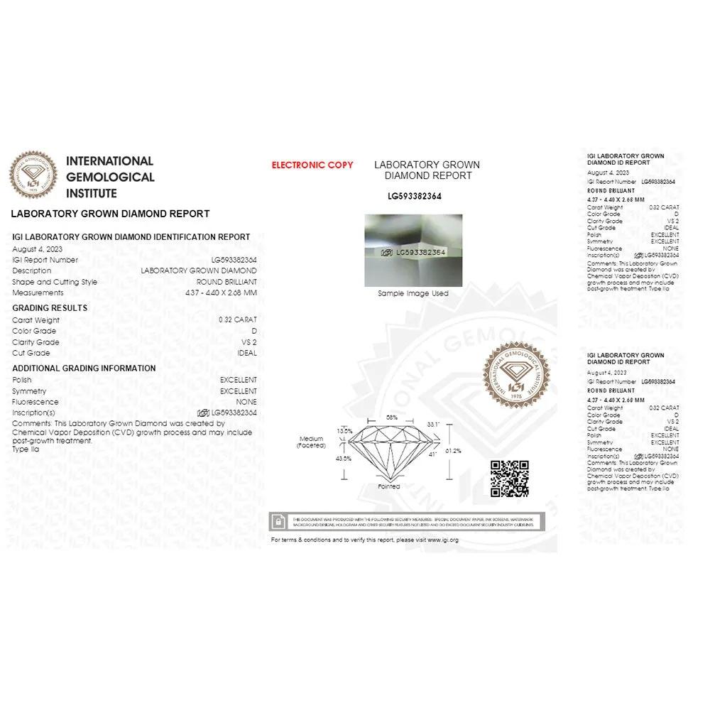 Unveiling the Future 0.32ct D, VS2  Exquisite Lab Grown Brilliant Cut Diamond.